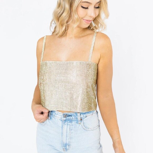 Buddy Love Girly Girl Rhinestone Crop Top - Gold (SIZE SMALL) - Picture 4 of 10